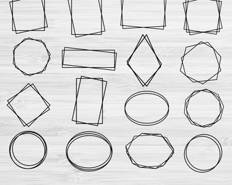 Geometric Frames SVG Bundle, Geometric Pattern Svg, Shape Frames Svg, Border Shapes Svg, Rectangle, Circle, Square, Pentagon, Hexagon