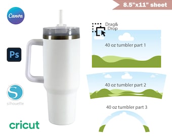 40oz Tumbler Template Canva, 40oz Tumbler Sublimation, 40oz Tumbler Wrap, Blank Tumbler Wrap Template, Tumbler With Handle, Canva Editable