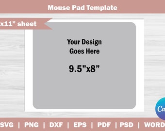 Mouse Pad Template SVG, Mouse Pad Template Cricut, Svg, Eps, Dxf, Pdf, Ms Word Docx, Png, Psd,8.5&quot;x11&quot; Sheet, Printable, INSTANT DOWNLOAD