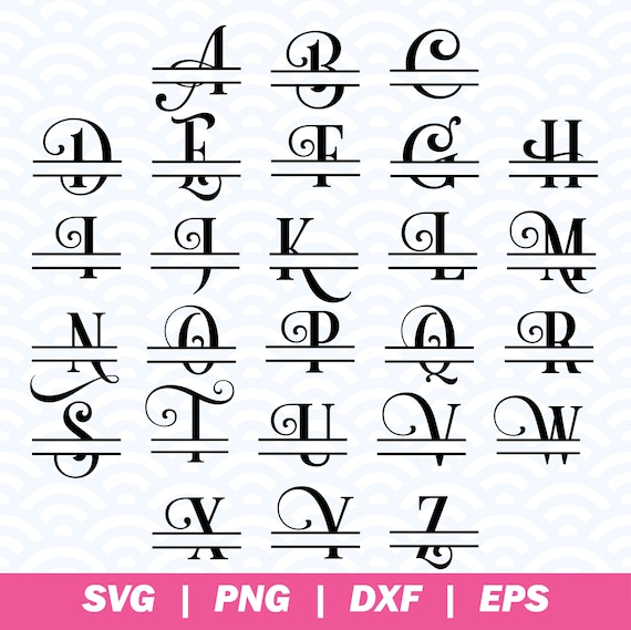 Split Monogram Svg Split Font Svg Initial Svg Letter Svg Etsy