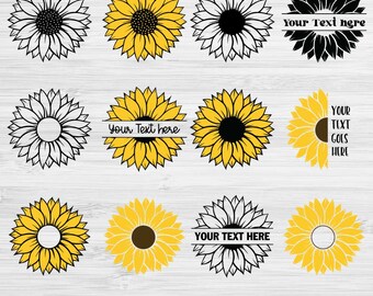 Sunflowers SVG, Sunflower Monogram Svg, Flower Monogram Svg, Sunflower Svg Bundle, Sunflower Svg Cut File, Svg Files For Cricut