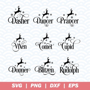 Reindeer Names SVG, Christmas Svg, Snowflake Svg, Ornament Svg, Reindeer Svg, Christmas Svg, Rudolph Svg, Winter Svg, Merry Christmas Svg