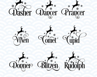 Reindeer Names SVG, Christmas Svg, Snowflake Svg, Ornament Svg, Reindeer Svg, Christmas Svg, Rudolph Svg, Winter Svg, Merry Christmas Svg