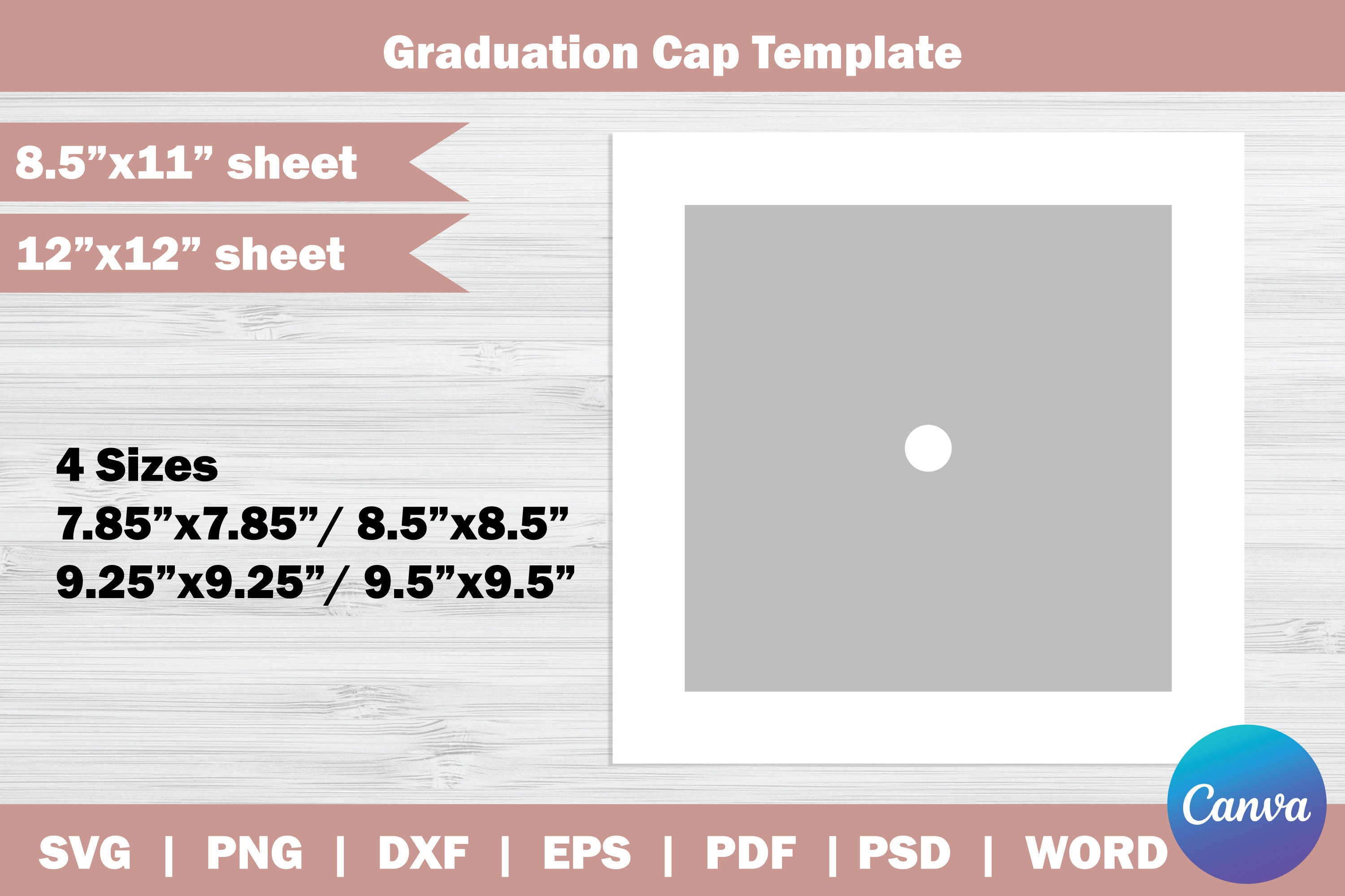 Graduation Cap Template SVG, Graduation Stole Template, Eps, Dxf, Pdf, Ms Word Docx, Png, Psd, 8.5"x11" Sheet, Printable, INSTANT DOWNLOAD