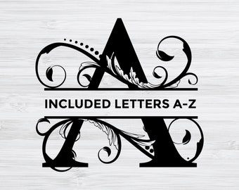 Split Monogram SVG, Split Letters Svg, Split Monogram Letters, Svg Alphabet, Split Alphabet Svg, Font For Cricut, Regal Font Svg