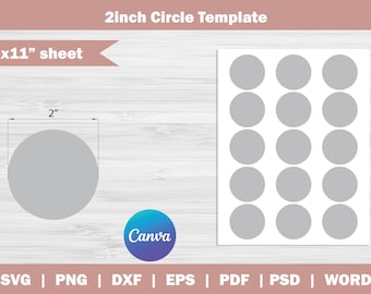 2&quot; Circle Template, 2 inch Circle template, Circle Collage Sheet, Circle label template, 8.5&quot;x11&quot; Sheet, Printable, INSTANT DOWNLOAD
