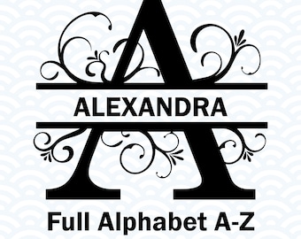 Split Monogram SVG, Split Font, Letter Svg, Split Monogram Letters, Split Alphabet Svg, Font For Cricut, Regal Font Svg