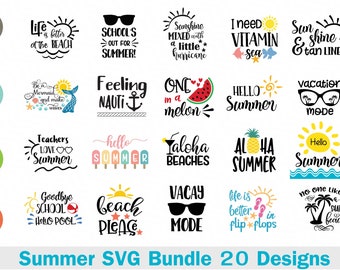 Summer Bundle 20 Designs SVG, Watermelon Svg, Melon Svg, Summer Svg, Vacation Svg, Files For Cricut, Silhouette, INSTANT DOWNLOAD
