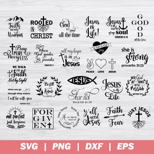 Religiöses Svg Bundle, Bundle Svg, Bibelvers Svg, Religion Zeichen, christliches Svg, Glaube über Angst Svg, Svg Dateien für Cricut, Silhouette Cameo