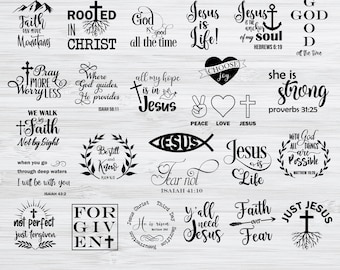 Religious Svg Bundle, Bundle Svg, Bible Verse Svg, Religion Sign, Christian Svg, Faith Over Fear Svg, Svg Files For Cricut, Silhouette Cameo