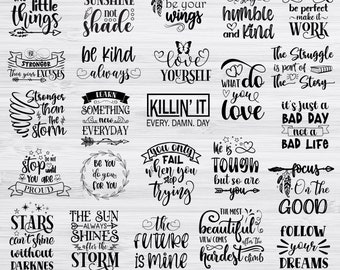 Motivational Svg Bundle, Inspirational Svg Bundle, Motivational Quotes Svg, Sayings Svg, Hand Lettered, Svg For Shirt, Svg Digital