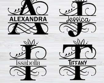 Dividir Alphabet SVG, Letter Svg, Letras de monograma dividido, Svg de letras divididas, Monograma svg, Fuente para Cricut, Regal Font Svg, DESCARGA INSTANTÁNEA