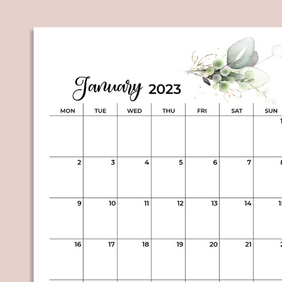 2022, 2023, 2024 Calendar, Printable Calendar, Portrait Monthly Calendars,  A4 Size, Letter Size, Monday Start, Downloadable Calendar - Etsy