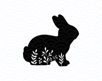 EastEaster Svg, Easter Bunny Svg, Floral Rabbit Silhouette Svg, Floral Bunny Svg, Spring svg  Easter Bunny, Cricut File