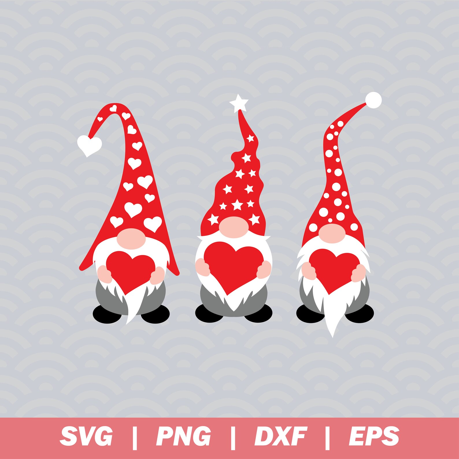 Three Gnomes Holding Hearts SVG, Valentine's Day Svg, Valentine Svg ...