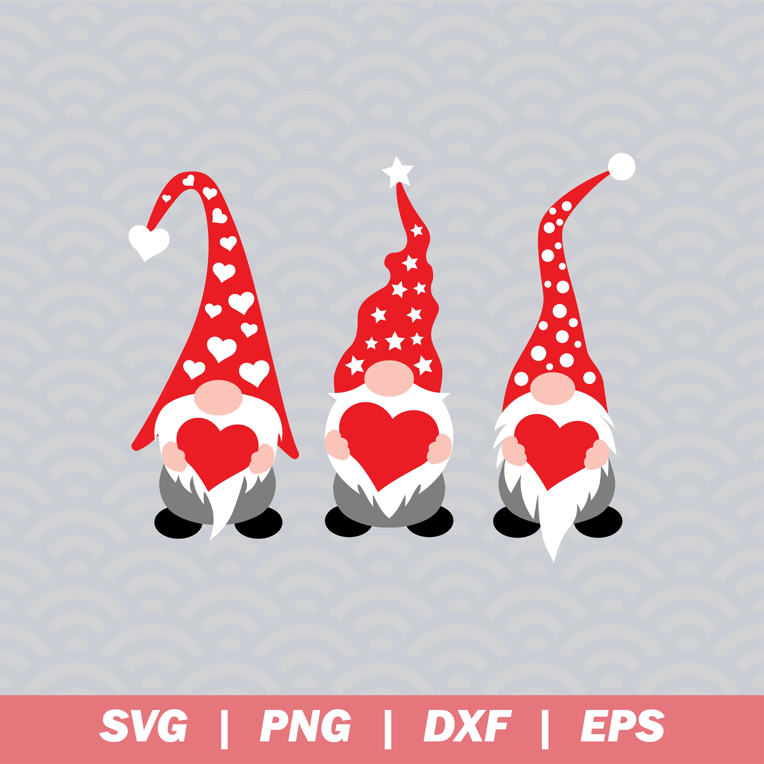 Three Gnomes Holding Hearts SVG, Valentine's Day Svg, Valentine Svg ...
