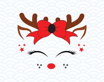Reindeer Face SVG, Reindeer Svg, Christmas Svg, Cute Reindeer SVG, Merry Christmas Svg, Holiday Svg, Cricut File