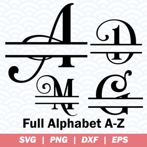 Split Monogram SVG, Split Font Svg, Initial Svg, Letter Svg, Split Monogram Letters, Split Alphabet Svg, Font For Cricut, Regal Font Svg