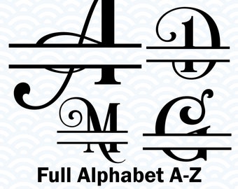 Split Monogram SVG, Split Font Svg, Initial Svg, Letter Svg, Split Monogram Letters, Split Alphabet Svg, Font For Cricut, Regal Font Svg