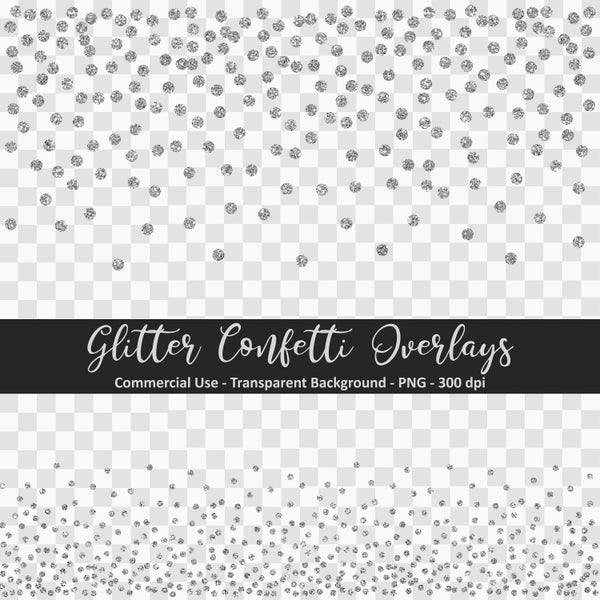 Sliver Glitter Confetti Overlay PNG Clipart | Silver Glitter Borders | Glitter Confetti Clip Art | Instant Download | Commercial Use