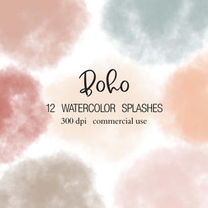 Conjunto de imágenes prediseñadas de acuarela bohemia: añade un toque de color a tus diseños - Descarga instantánea