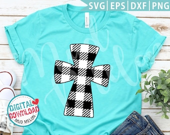 Buffalo Plaid Cross SVG: Christian Clipart (Digital Download)