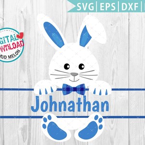 Boy Easter Bunny Split Monogram Svg: Shirt Vinyl Design (Digital Download)