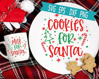 Galletas y leche para Papá Noel SVG: Archivo de corte navideño (descarga digital)