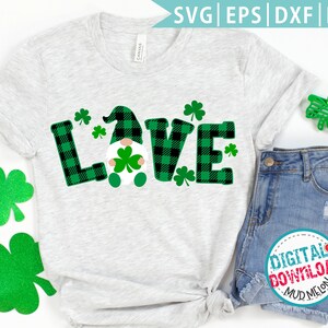 St Patricks SVG, Plaid Letters Svg, St Patricks Shirt Svg, Printable Clipart, Cameo and Cricut Cut Files Svg Eps Dxf Png Jpeg - M037