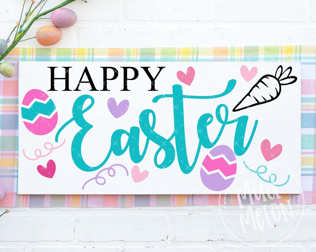 Easter SVG Cut File Easter Farmhouse Sign SVG Happy Easter SVG Home