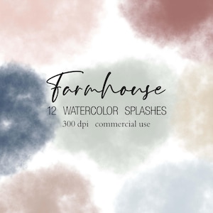 Paquete PNG de salpicaduras de acuarela: fondos y diseños de logotipos (descarga digital)