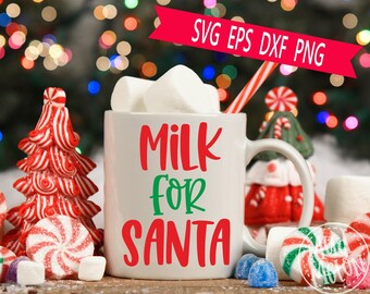 ミルク・フォー・サンタ SVG: クリスマスデザインカットファイル（デジタルファイル）