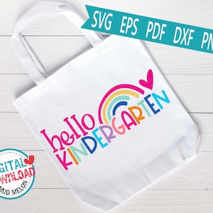 Hello Kindergarten SVG, Back to School Teacher Shirt SVG, First Day of School Cut File, Digital Download, Cute Teacher SVG for Cricut