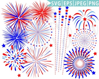 Fireworks Eps Png Jpeg, Instant Download, Independence Day svg, 4th of July Fireworks svg, Digital Clip Art, Instant Download Commercial Use