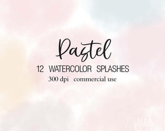 Salpicaduras de acuarela pastel: Elementos de diseño de logotipos (PNG, descarga instantánea)