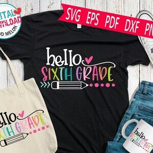 Archivo SVG de corte de camiseta para maestro de sexto grado (descarga digital)