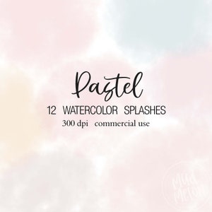 Pastel Watercolor Splashes - Perfect for Logo Designs - PNG - Instant Download