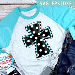 Polka Dot Striped Cross SVG: Christian Clipart (Digital Download)