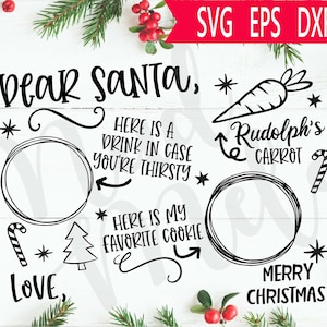 Caro Babbo Natale con biscotti e latte in formato SVG EPS PNG PDF file di taglio, Buon Natale in formato SVG, Biscotti di Babbo Natale in formato SVG, Cameo Cricut, Doodle Tray in formato SVG - Mud Melon