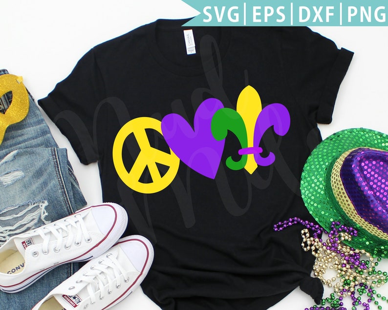 Download Peace Love Mardi Gras Svg Eps Png Cut File Fat Tuesday Svg | Etsy