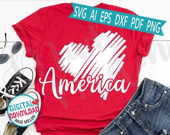 America Heart SVG: Design Patriótico do 4 de Julho (Download Digital)