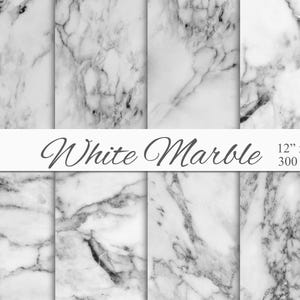 White Marble Texture Paper: Elegant Scrapbook Backgrounds (Digital Download)
