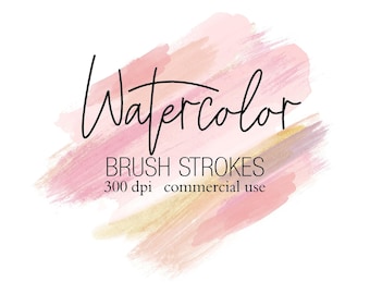 Creative Watercolor Clipart: Hand-painted PNG Brush Strokes for Logo Backgrounds - Instant Download Design Elements
