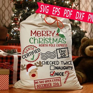 Personalized Santa Bag SVG: Christmas Toy Sack Design (Digital File)