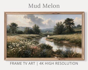 Paisaje rural con río para Samsung Frame TV / Arte digital 4K / 3840 × 2160 / Descarga instantánea