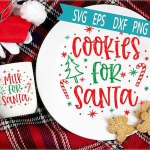 Biscoitos e Leite para o Papai Noel Svg Eps Png Pdf Arquivo de Corte, Feliz Natal Svg - MMST3