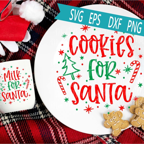 Cookies and Milk for Santa Svg Eps Png Pdf Cut File, Merry Christmas Svg - MMST3