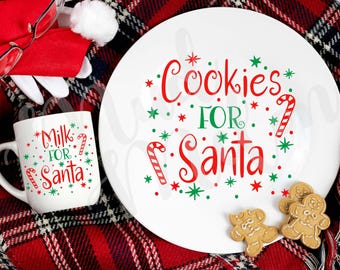 Cookies for Santa SVG | Christmas SVG | Santa Plate Cut File | Cookie Plate svg | Digital Cut File - Mud Melon Commercial Use