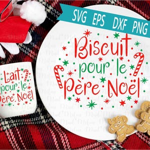 Cookies for Santa French SVG: Christmas Plate Cut File (Digital Download)