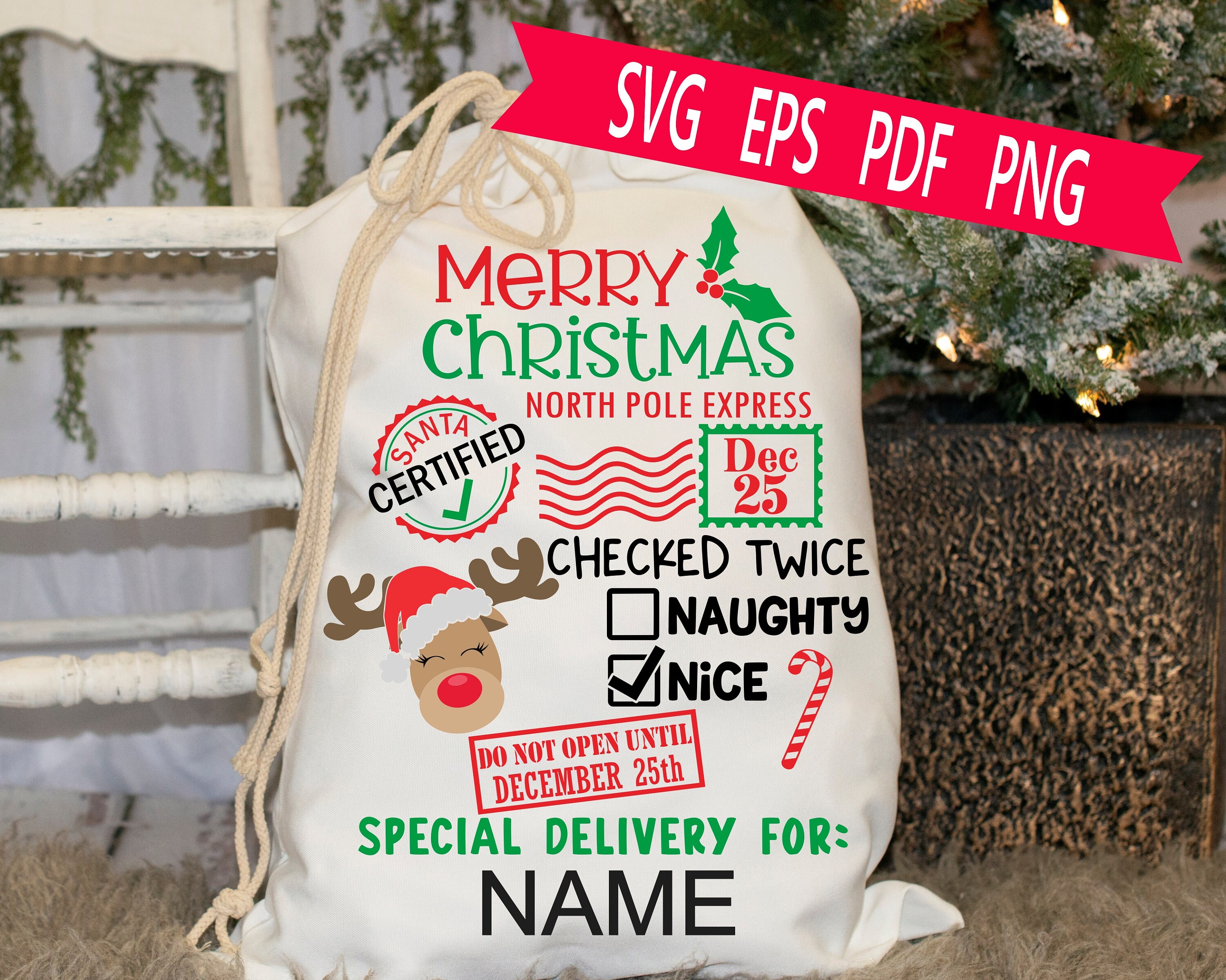 Santa Sack Template - Etsy